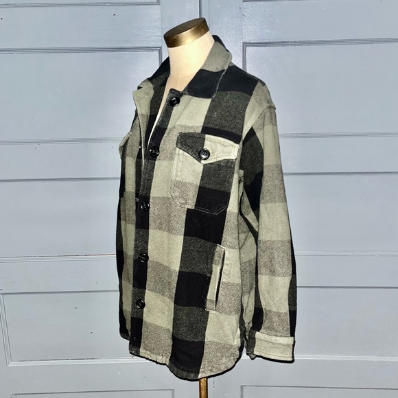 Lucky Brand Plaid Shacket Oversized Boho Button Down Thick Flannel Top Jacket - Picture 3 of 5